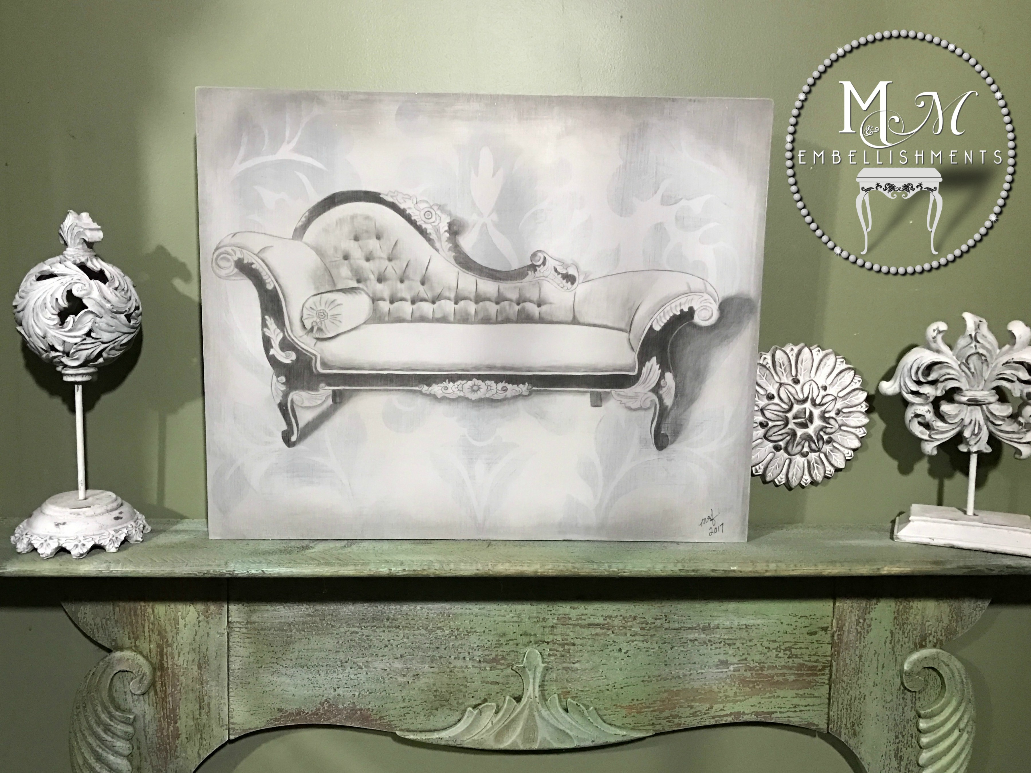 Hand Stained Vintage Chaise