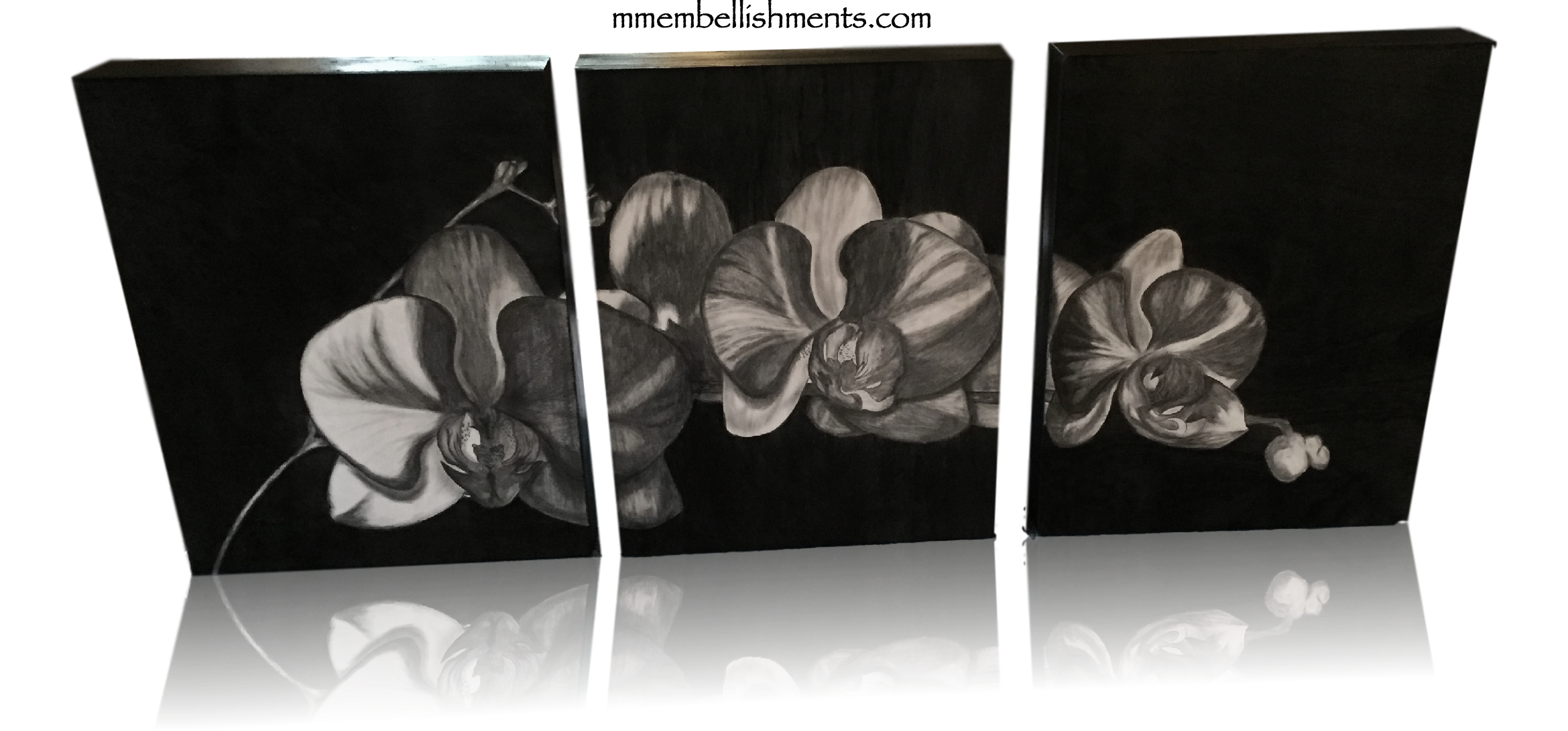 Hand Stained Orchid Triptych