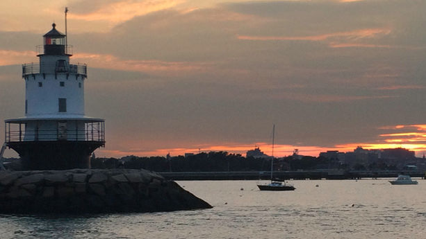 view, cruise, sunset, lighthouse, Portland MA