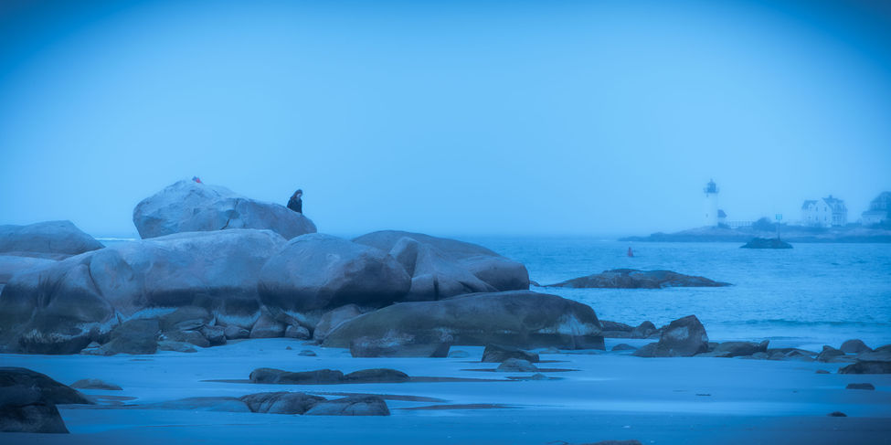 Fog, Rocks, Lighthouse