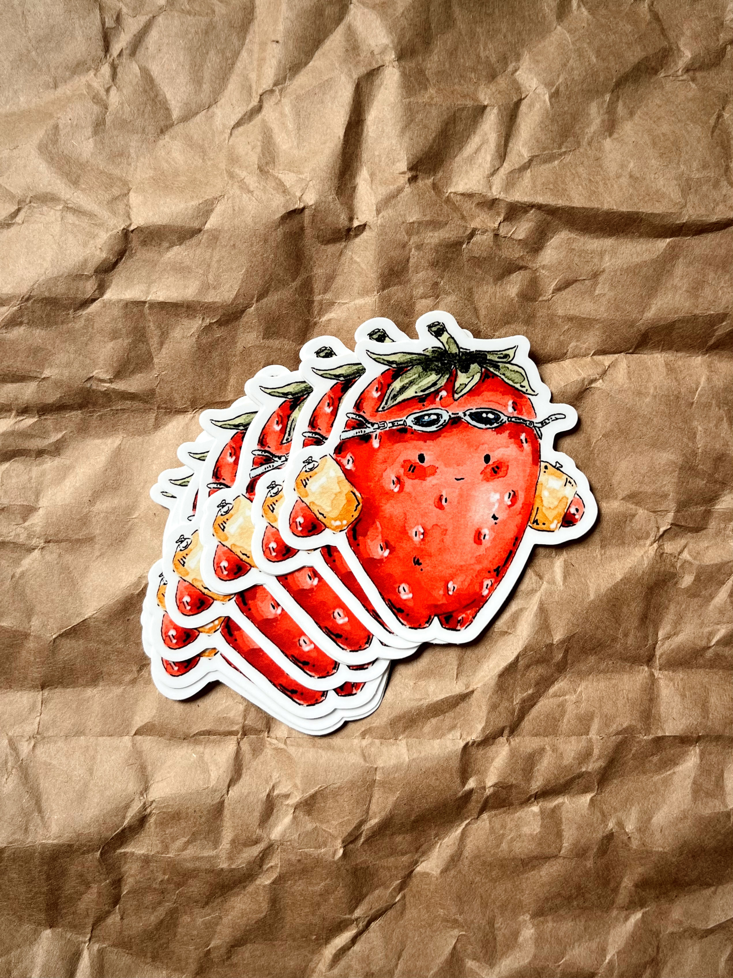 Strawberry in Floaties Sticker