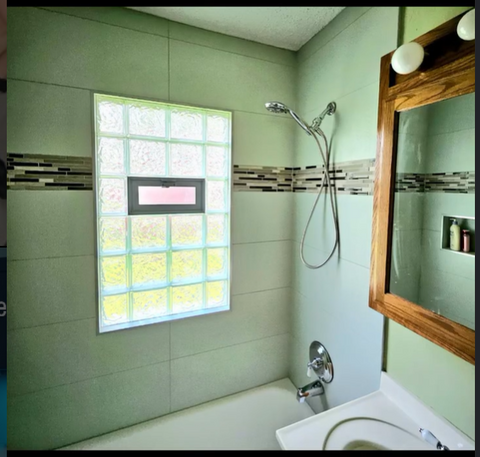 Custom spa bath remodel including Italian tile, handmade subway tile, expanded niche, venetian bronze shower fixtures