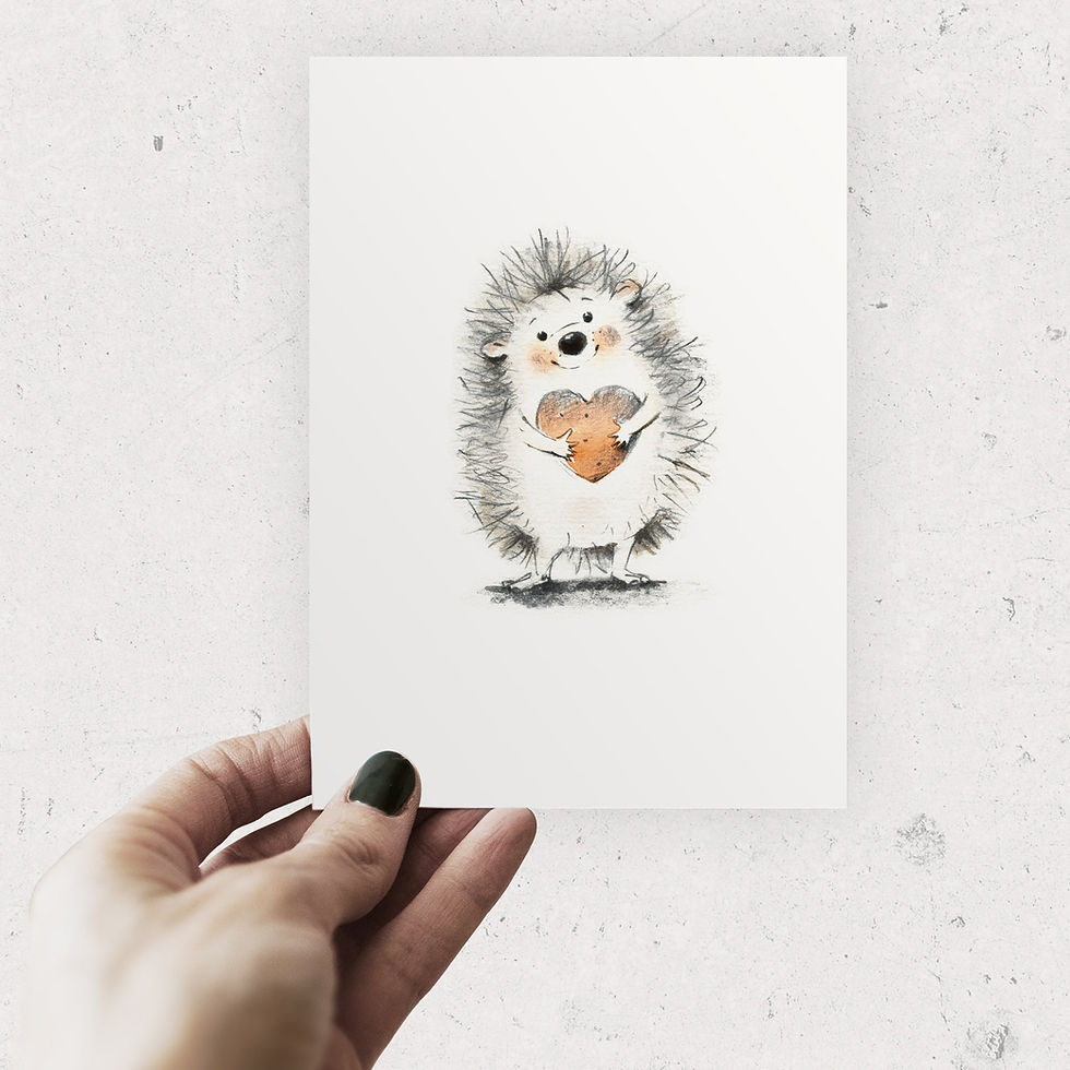 Thumbnail: Cute Hedgehog With Heart Postcard, Postcard Size Preview