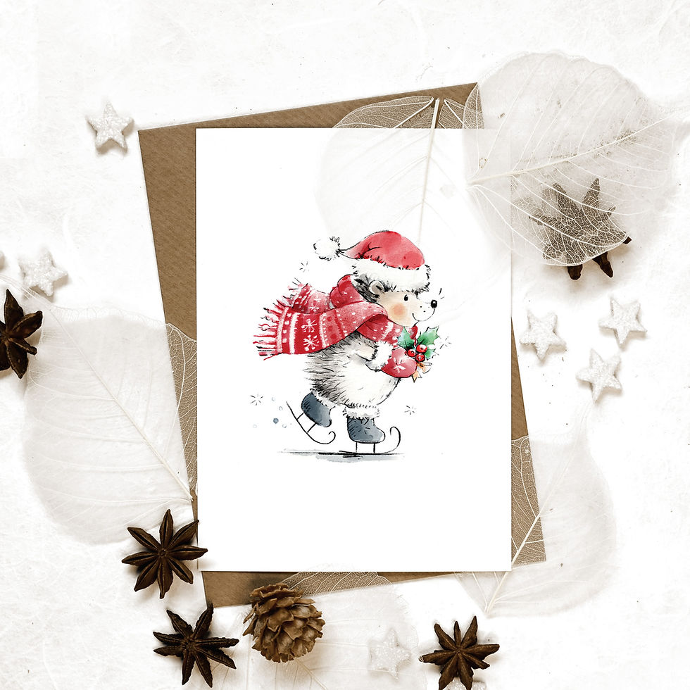 Thumbnail: Christmas Ice-Skating Hedgehog Postcard