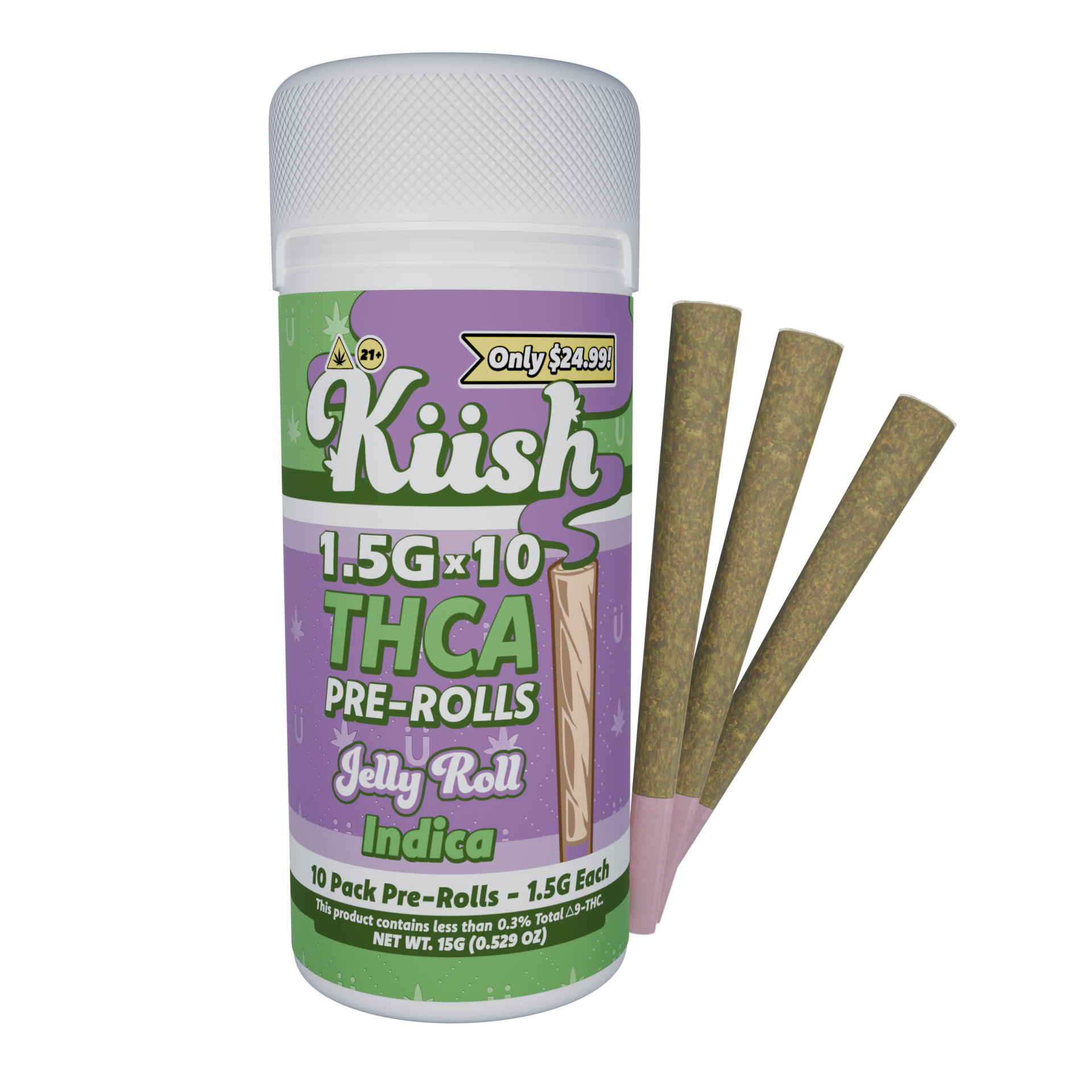 10 CT THCA Pre-Rolls - Jelly Roll - Indica