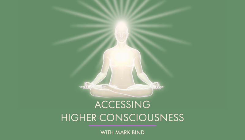 A figure sitting in meditation, beams of light signify accessing higher consciousness & healing