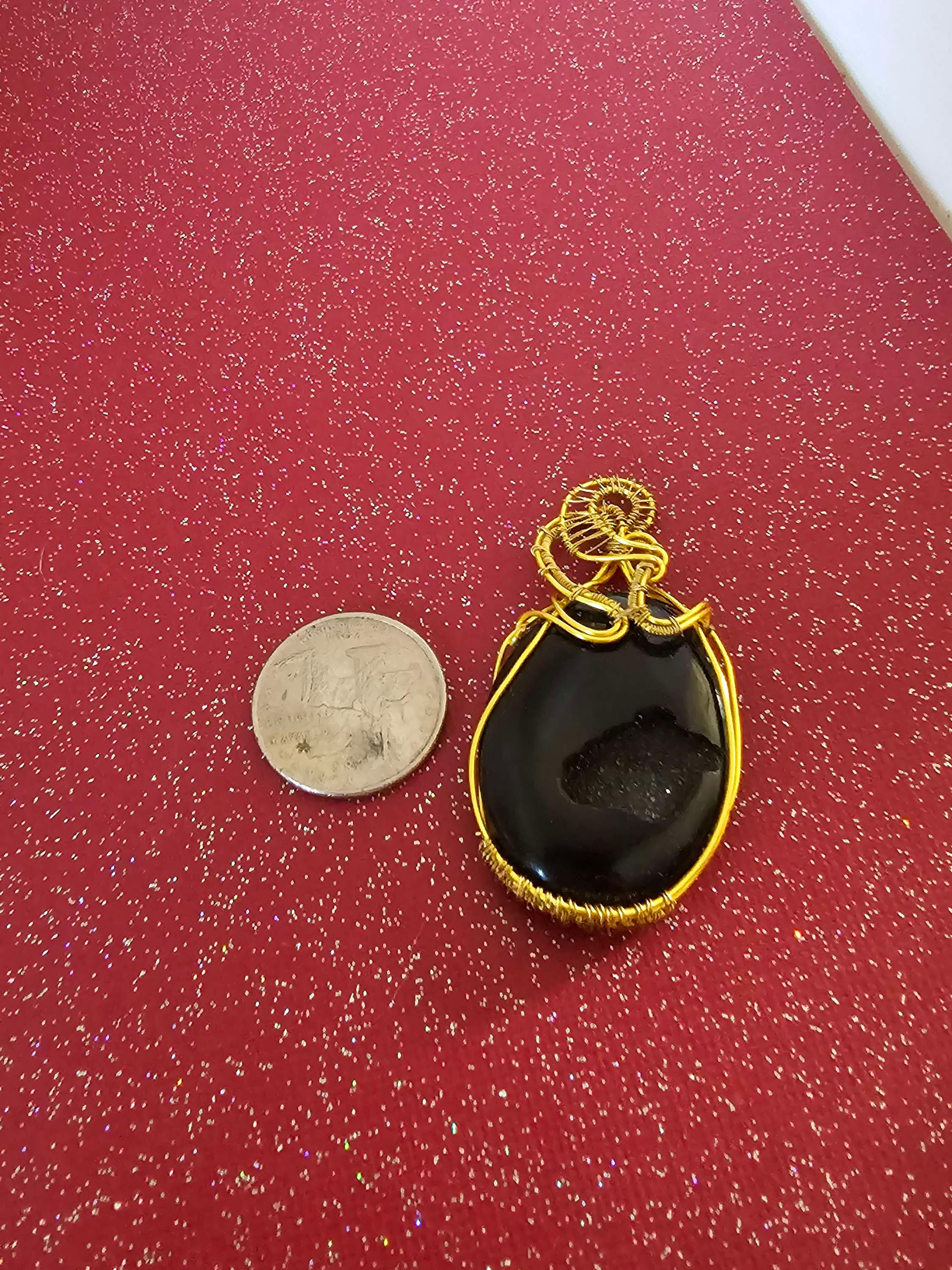 Black Druzy Agate Pendant 