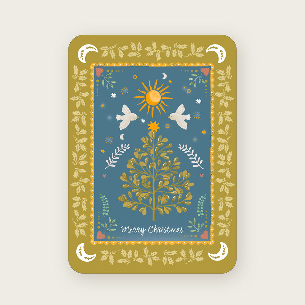 Kerstkaart kerstboom, 4 stuks