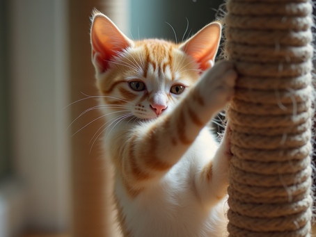 Cat clawing at scratch pad