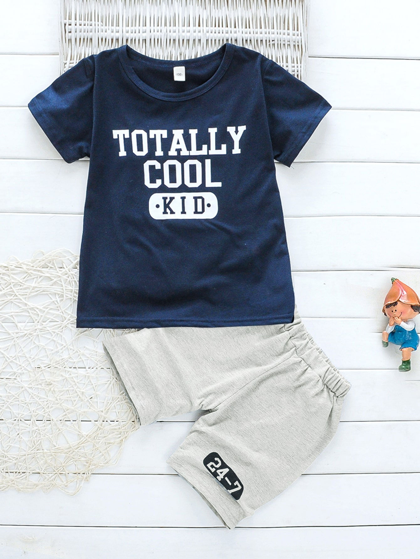 Toddler Boys Letter Graphic Tee With Shorts