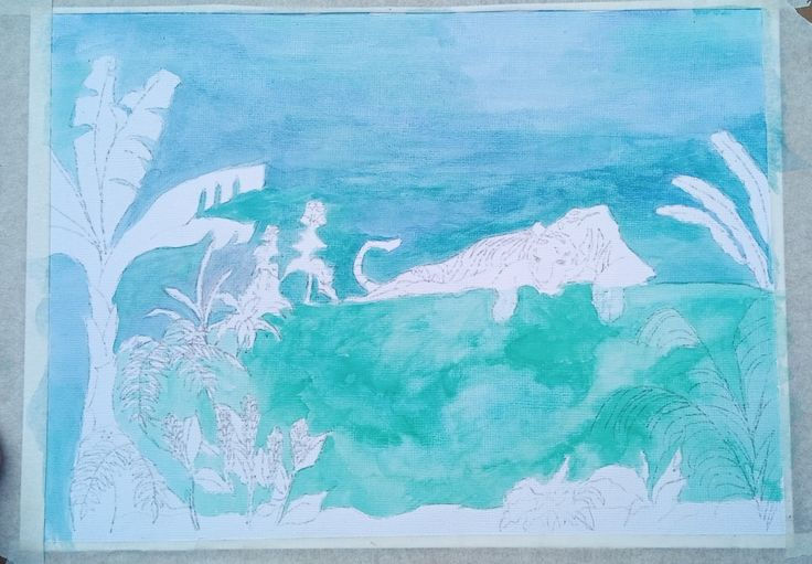 Miniatura: Tigre em Oásis Tropical Fine Art A4 