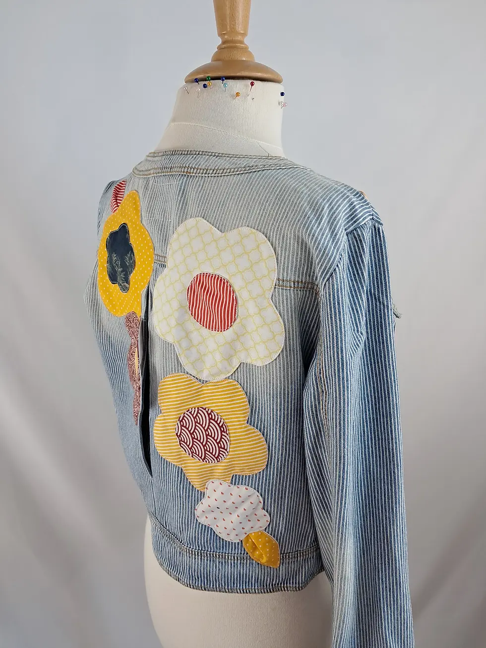 Miniature : Veste fleurs 70' jean rayé
