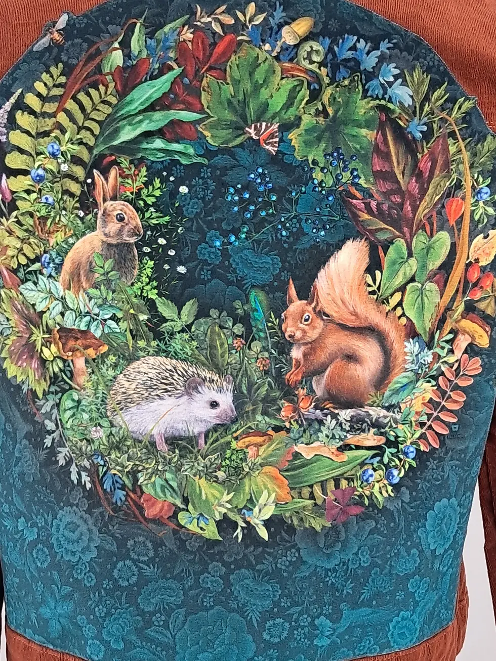 Miniature : Veste animaux de la forêt rouille