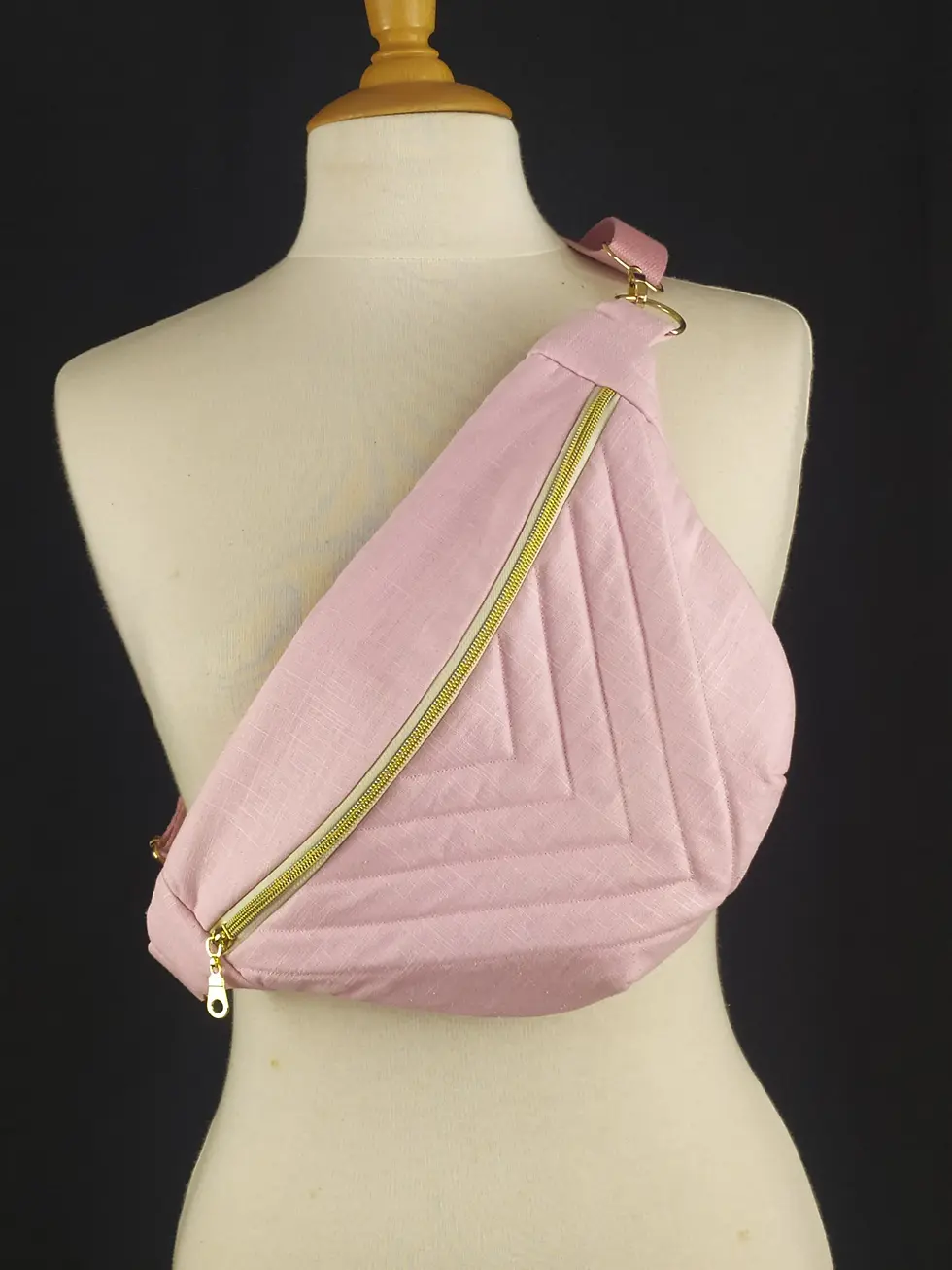 SAC BANANE lin rose pâle