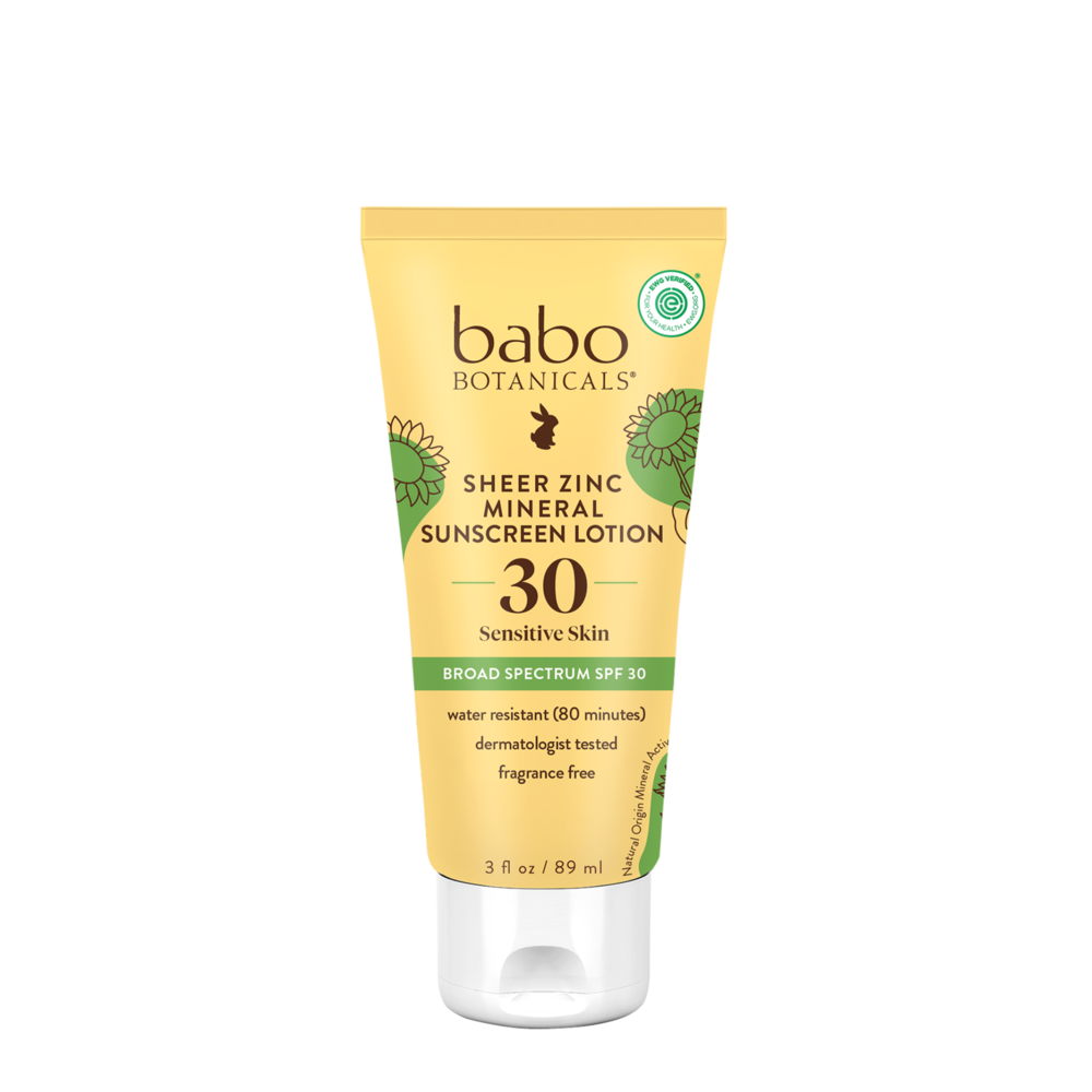 Babo Botanicals Sheer Zinc Mineral Sunscreen Lotion SPF30, 3 fl oz