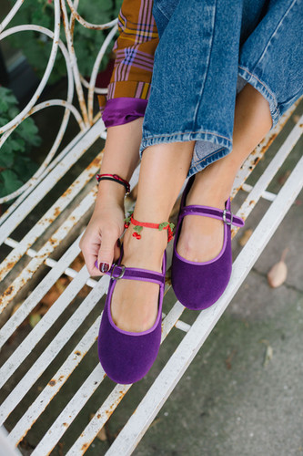 Purple Velvet Mary Jane MOI London