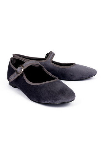 Brunellis Black Grey Velvet Wingtip Mary Jane S24