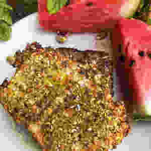 how to make Greek Feta Cheese coated with pistachios and honey