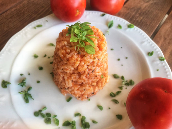 Greek Tomato Rice with crumbled Feta cheese