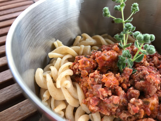 Whole Grain Pasta with minced Chicken