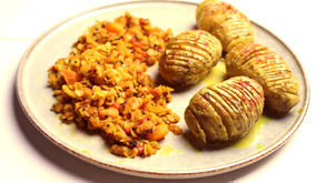 Lentejas Indian Style + Papas Hasselback
