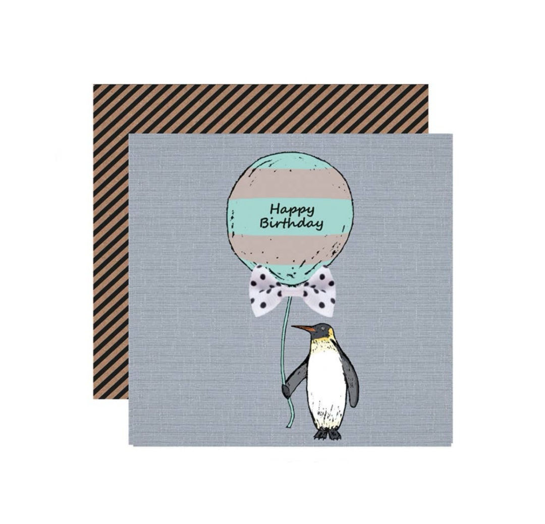 Penguin with Balloon 'Birthday Greetings Card