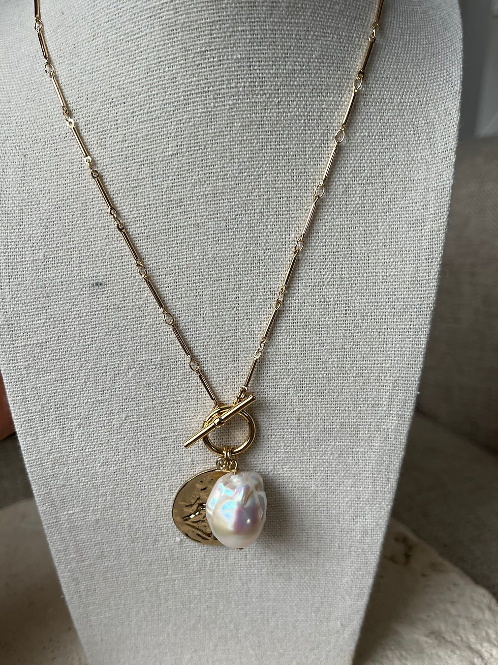 Thumbnail: Baroque Pearl and Greek Coin Charm Necklace