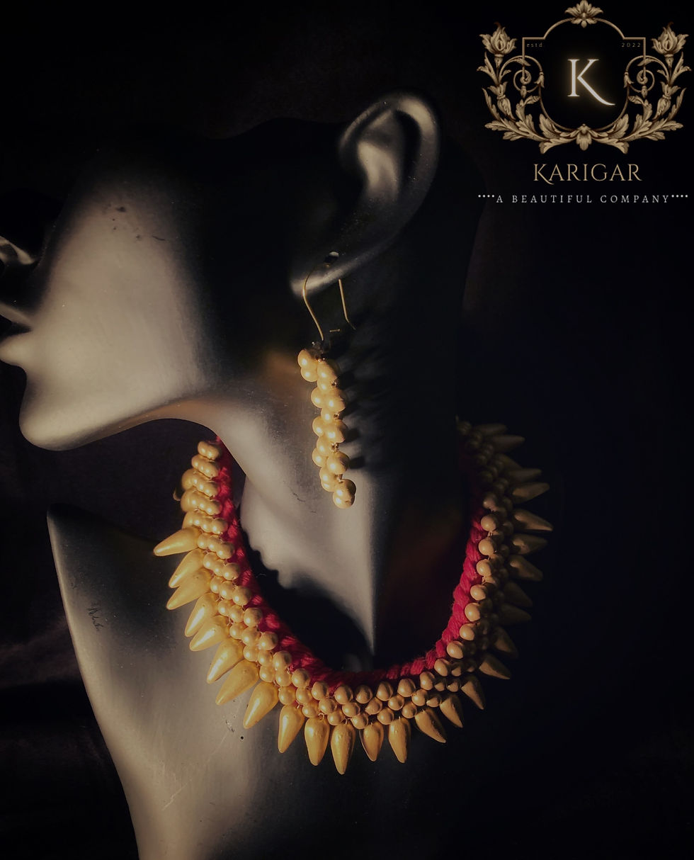 Thumbnail: Golden beads choker set.