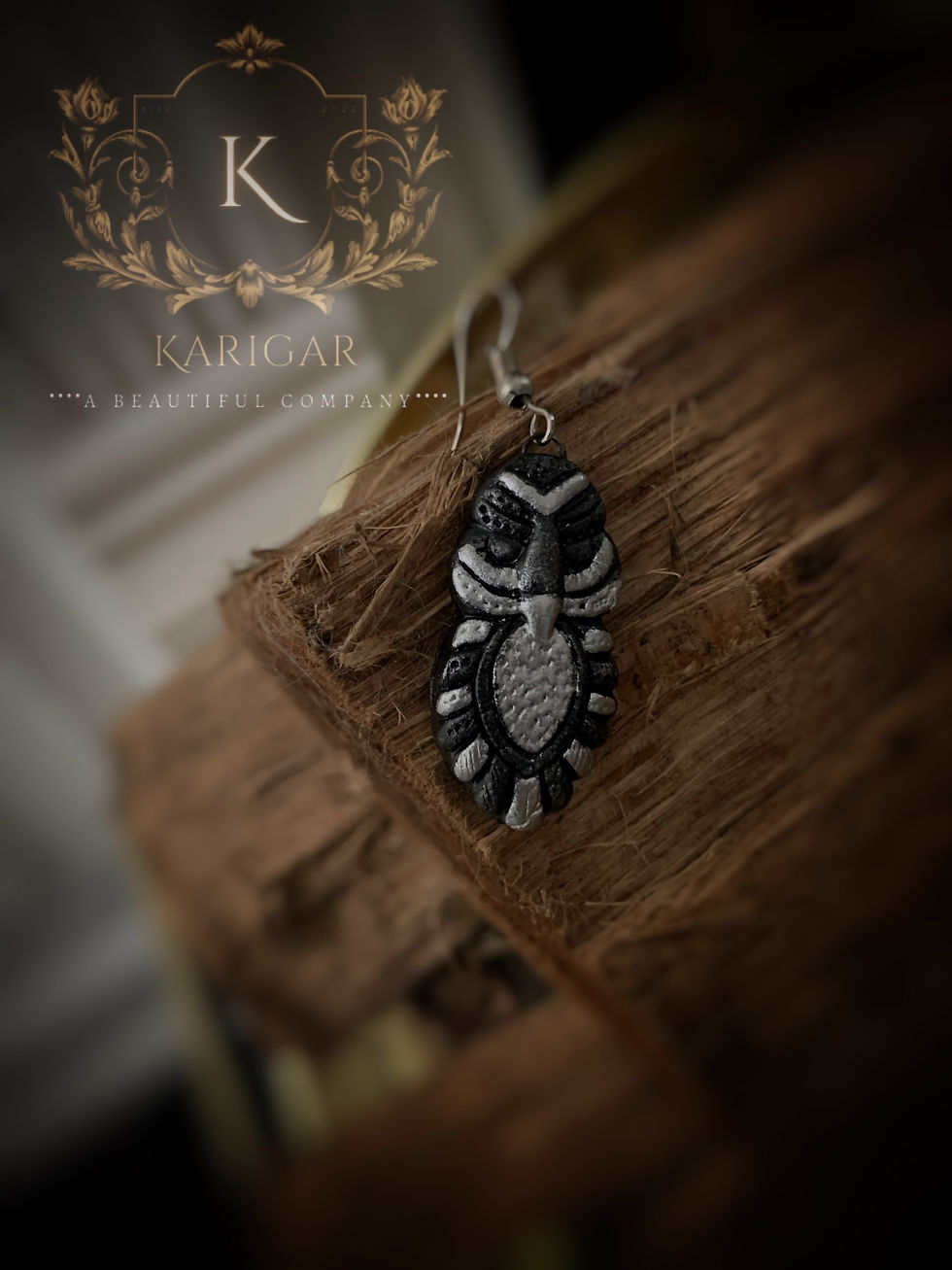 Thumbnail: Black Owl Pendant and Earrings Set