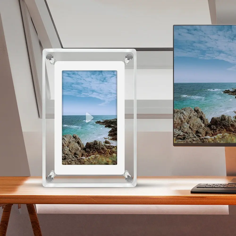 Acrylic Digital Photo Frame 5 Inch 1200mAh Vertical Display IPS Screen 4G Memory