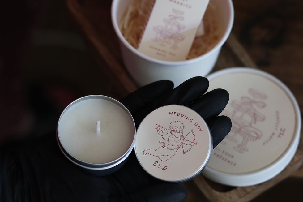 Thumbnail: Lot de 10 cadeaux invités mariage | Bougie, allumettes & mini marshmallows