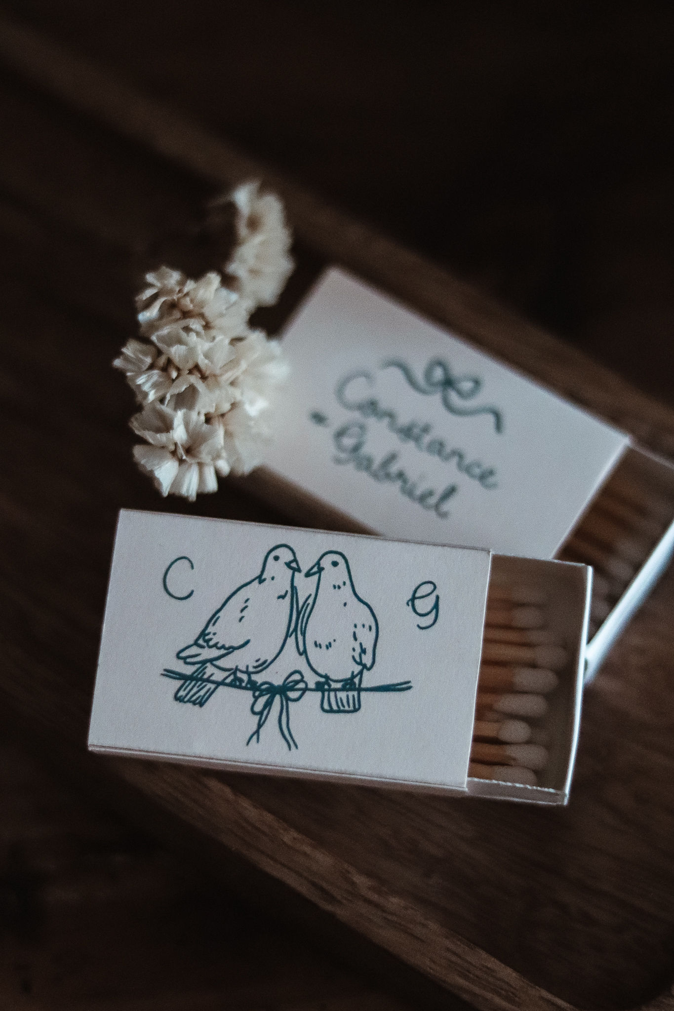 Lot de 30 boîtes d’allumettes illustrées – Cadeaux invités mariage – D