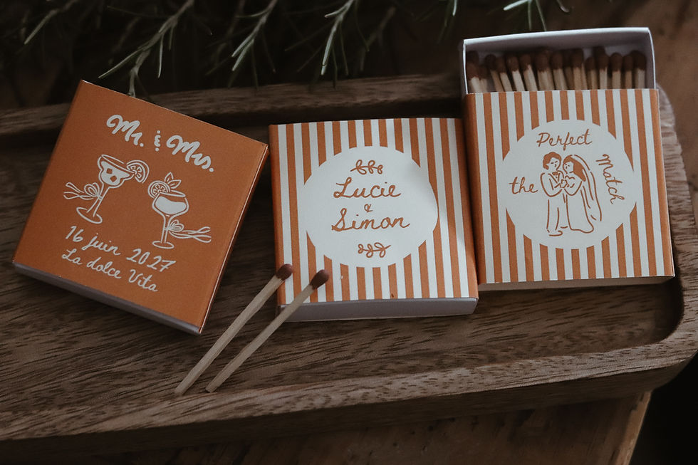 Miniature : Boîtes d'allumettes personnalisées | Lot de 20 boîtes | Cadeaux invités mariage