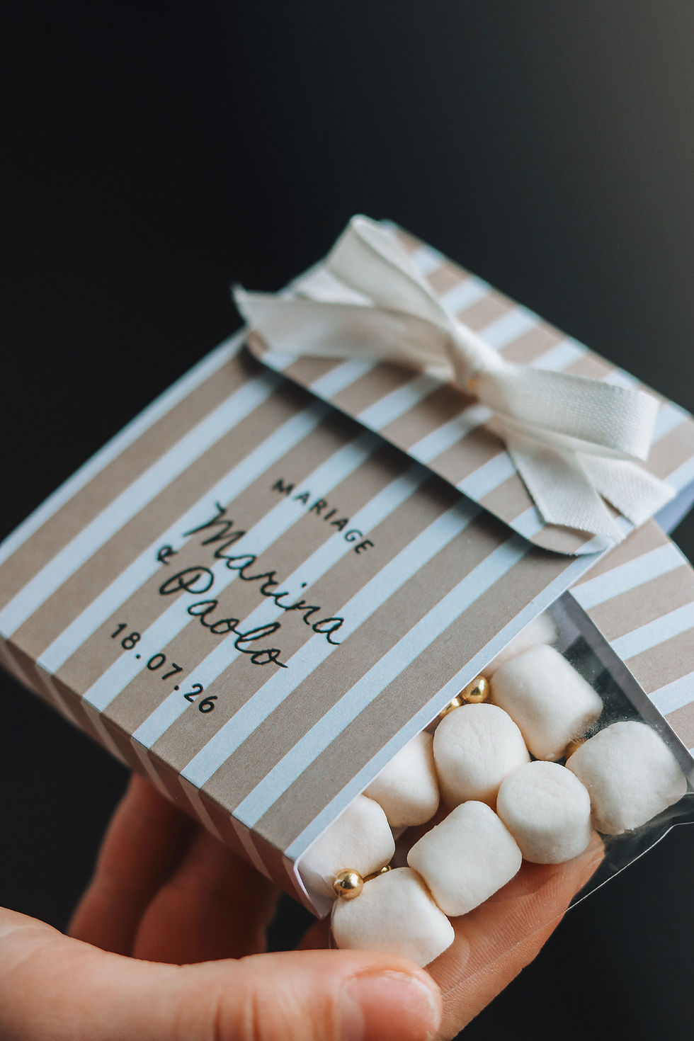 Miniature : Cadeau invité, pochette personnalisée, mini marshmallow