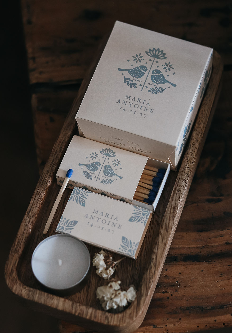 Miniature : Coffret bougie et allumettes personnalisé – cadeau invité bapt