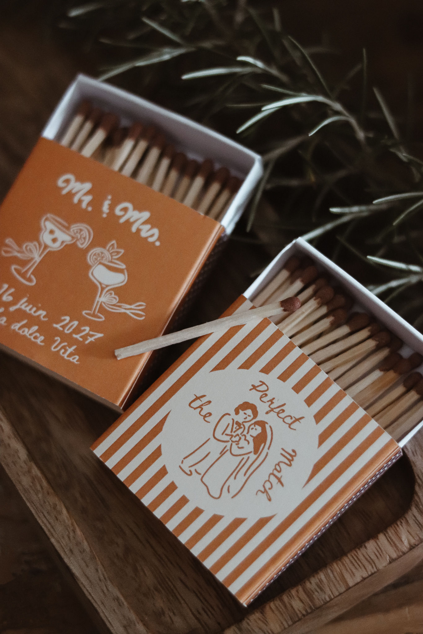Boîtes d'allumettes personnalisées | Lot de 20 boîtes | Cadeaux invités mariage