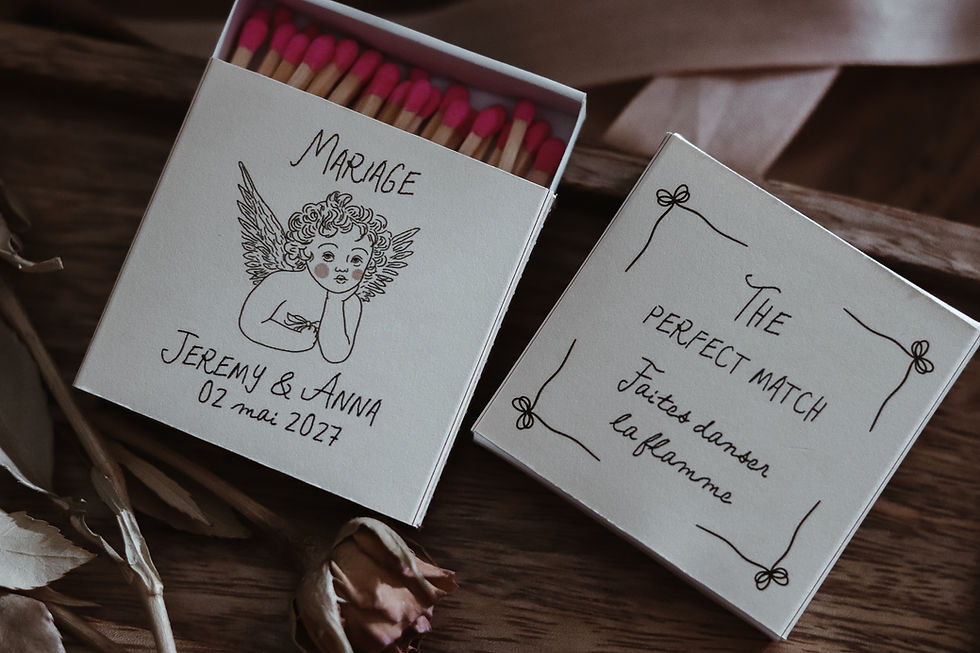 Miniature : Boîtes d'allumettes personnalisées | Lot de 20 boîtes | Cadeaux invités