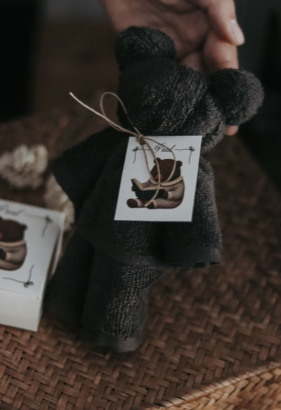 Thumbnail: Cadeau invité personnalisé – Mini serviette ourson & savon –  baptême ...