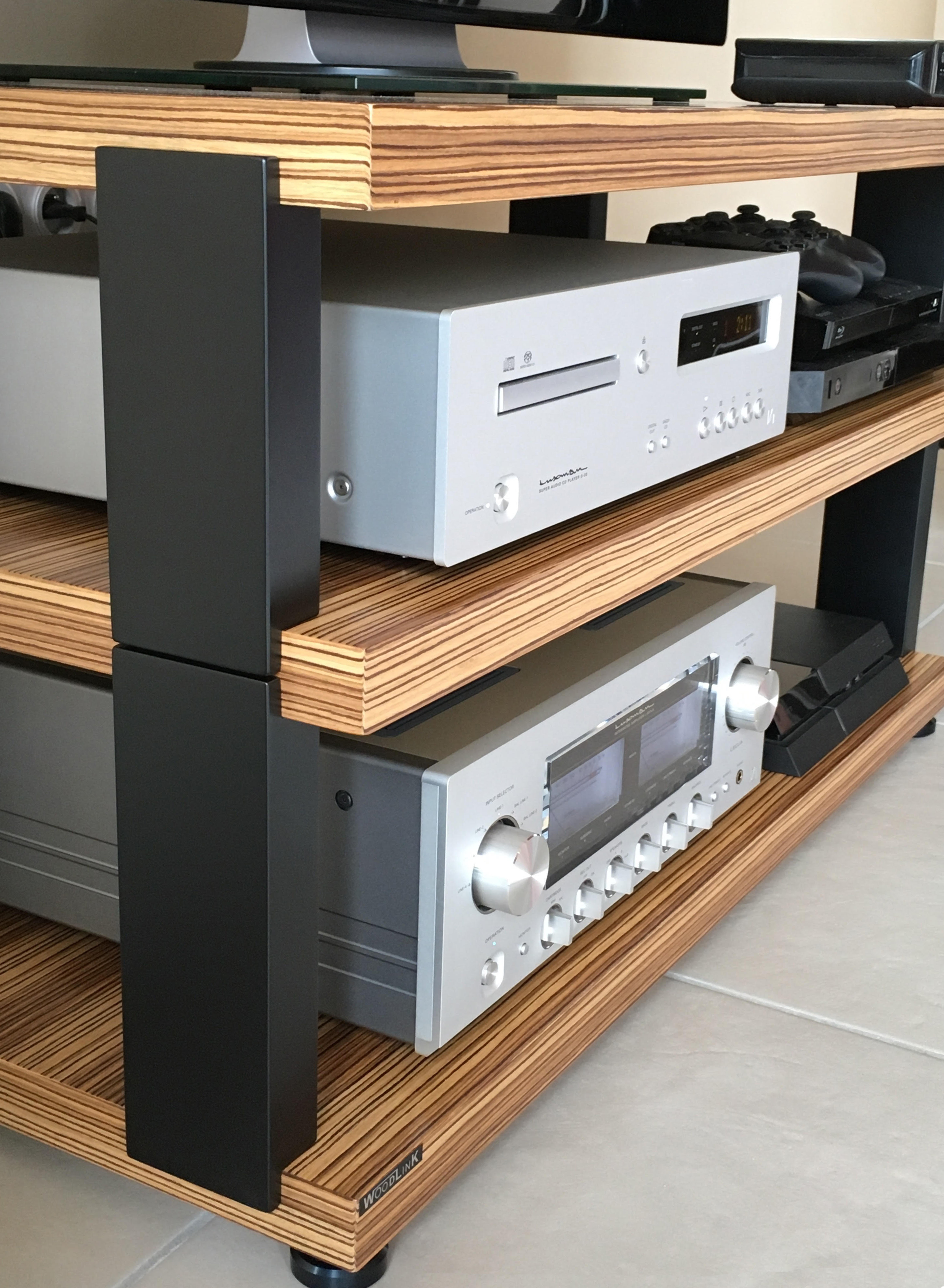 Tablettes placage zebrano
