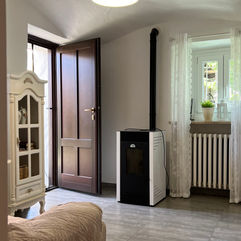Cucina, camera da letto, matrimoniale, stanza, appartamento, country, style, bagno, cuscini, zona living, doccia, rosa, shabby, tavolo, pranzo, bianco, campagna.