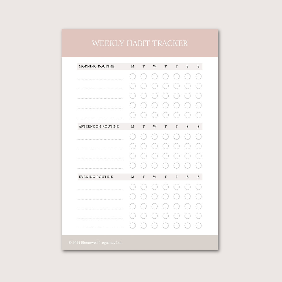Printable weekly habit tracker designed to help build and maintain positive habits and motivation.