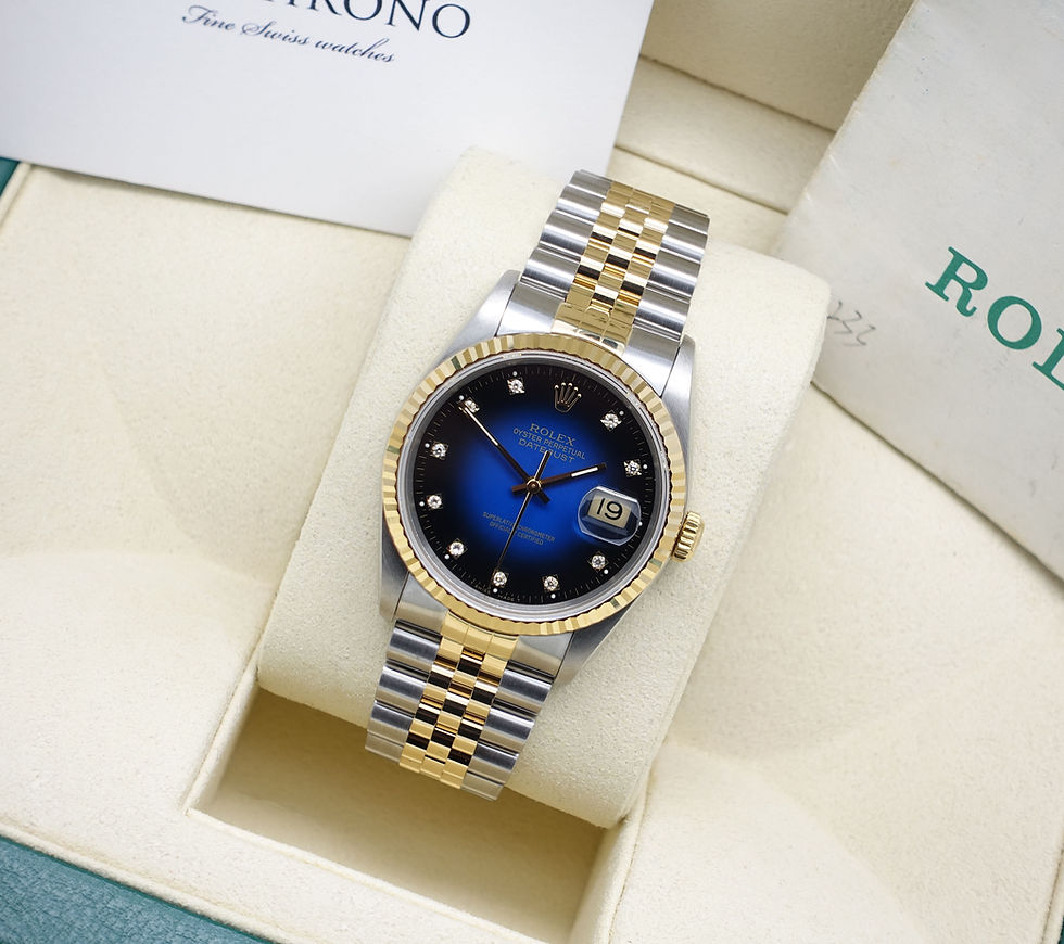 Thumbnail: Gents Factory Diamond Blue Vignette Dial Steel & 18ct Gold Rolex Datejust 16233