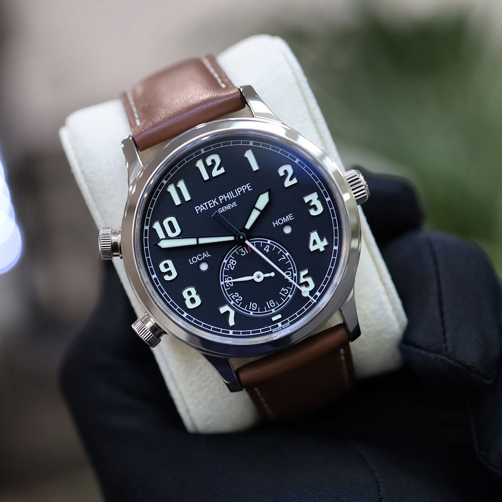 Thumbnail: Gents 18ct White Gold Patek Philippe  Calatrava Pilot Travel Time 5524G