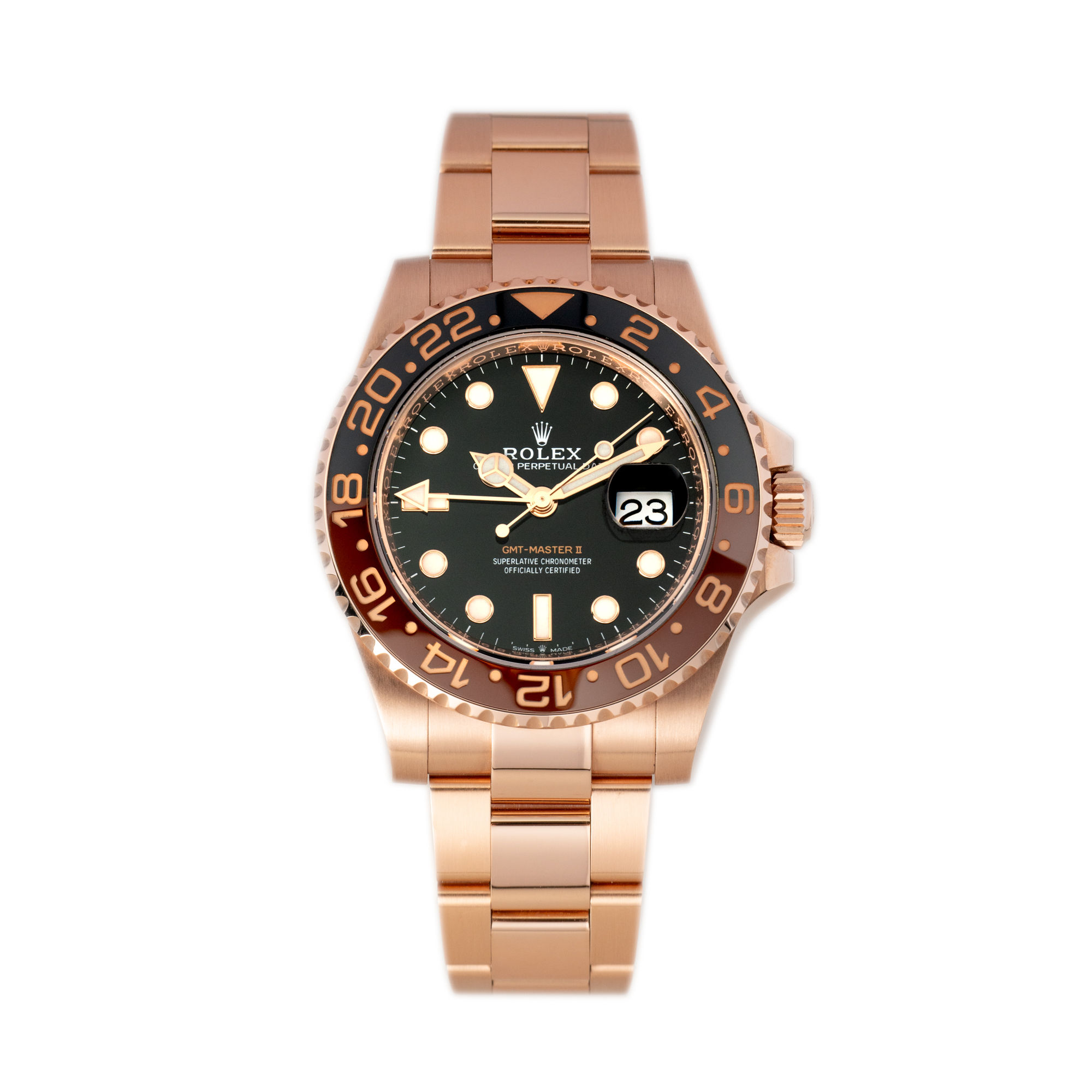 2023 18ct Everose Gold Rolex GMT Master II Rootbeer 126715CHNR