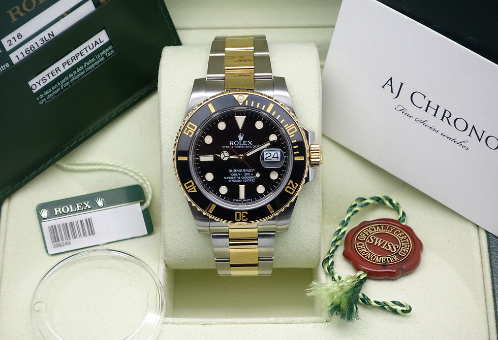 Thumbnail: Gents Steel & 18ct Gold Rolex Oyster Perpetual Submariner Black Kit 116613LN