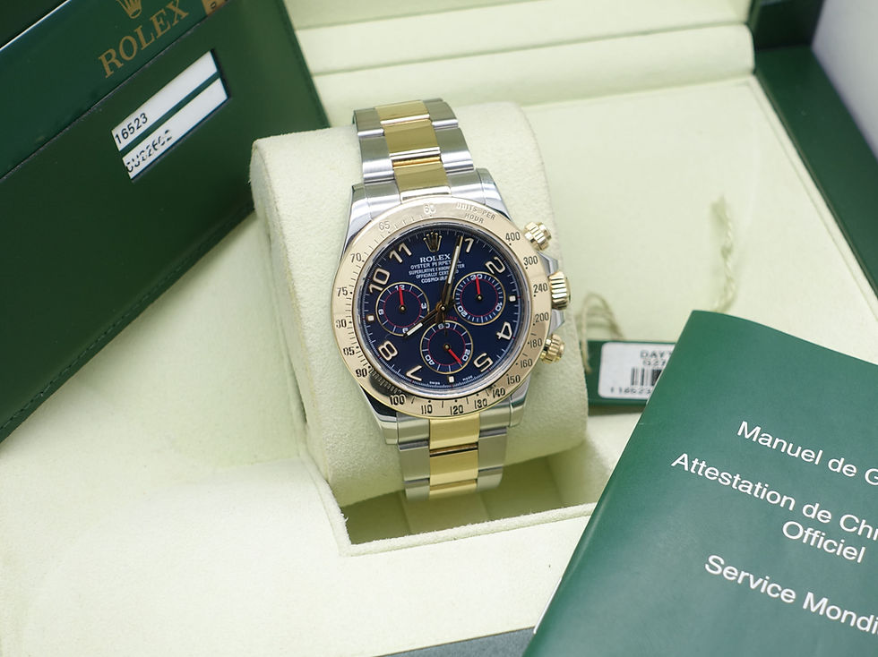 Thumbnail: Gents Steel & Gold Rolex Oyster Perpetual Daytona Rare Racing Blue Dial 116523