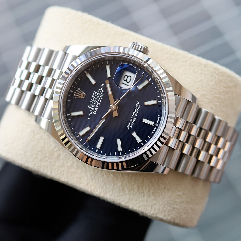 Thumbnail: Rolex Oyster Perpetual Datejust 36mm Navy Blue Motif Dial 2023 Unworn Stainless