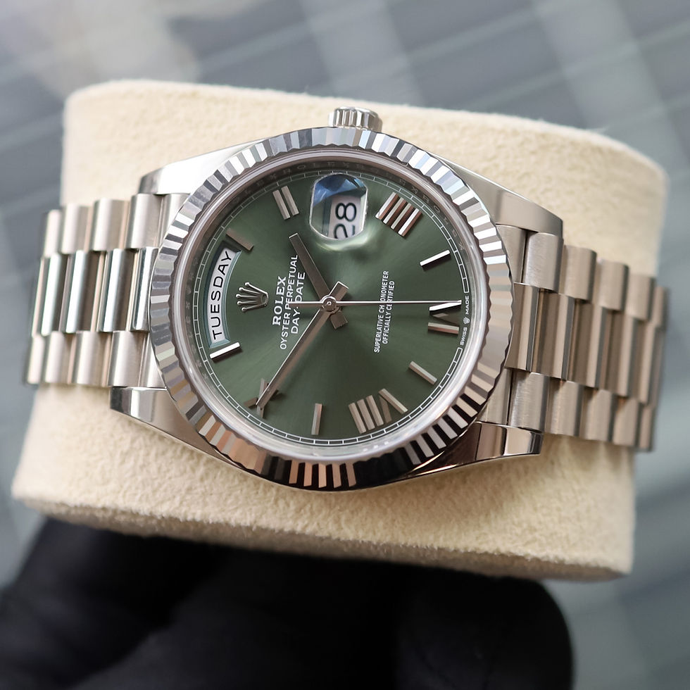 Thumbnail: Unworn 2023 18ct White Gold Rolex Oyster Perpetual Day-Date 40 Anniversary Olive