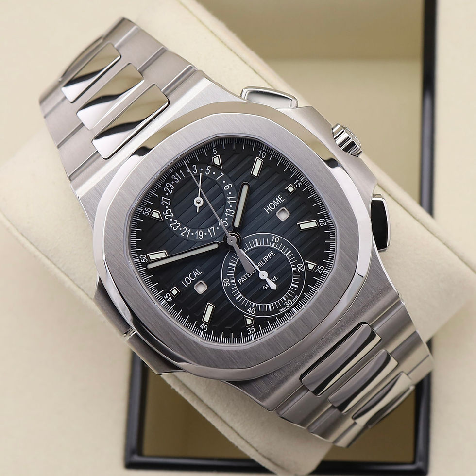 Thumbnail: Gents stainless steel Patek Philippe Travel Time Chronograph Nautilus 5990/1A-01