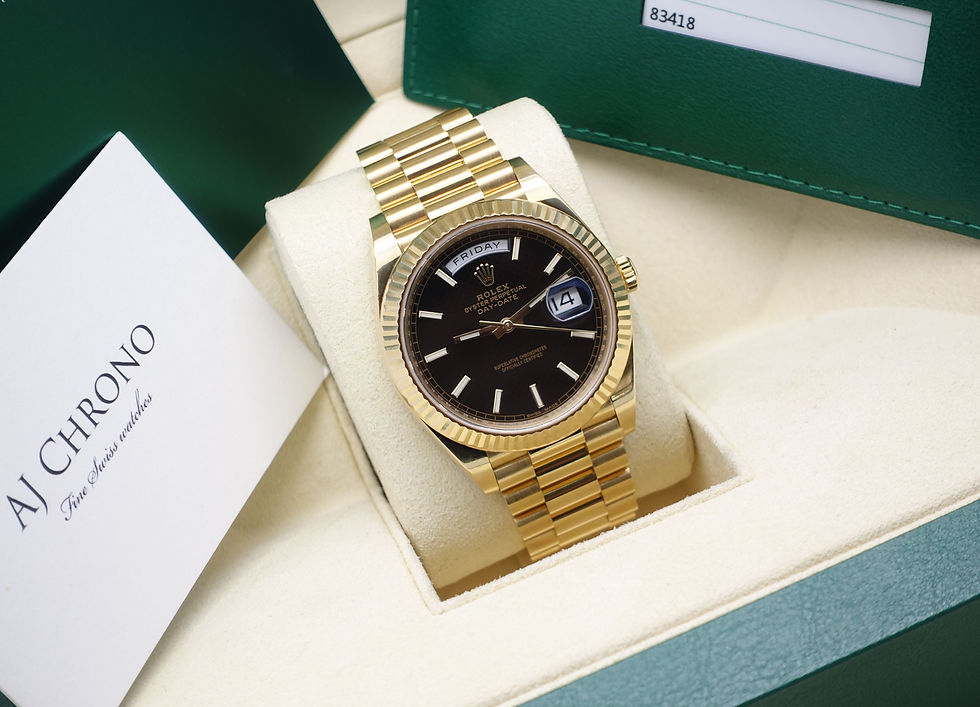 Thumbnail: Gents Solid 18ct Gold Rolex Oyster Perpetual Day-Date 40 With Black Dial